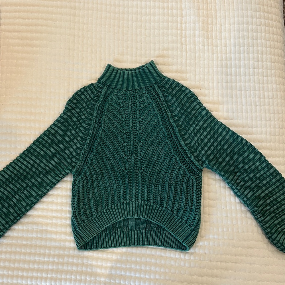 Free People Green Cable Knit Women's Sweater